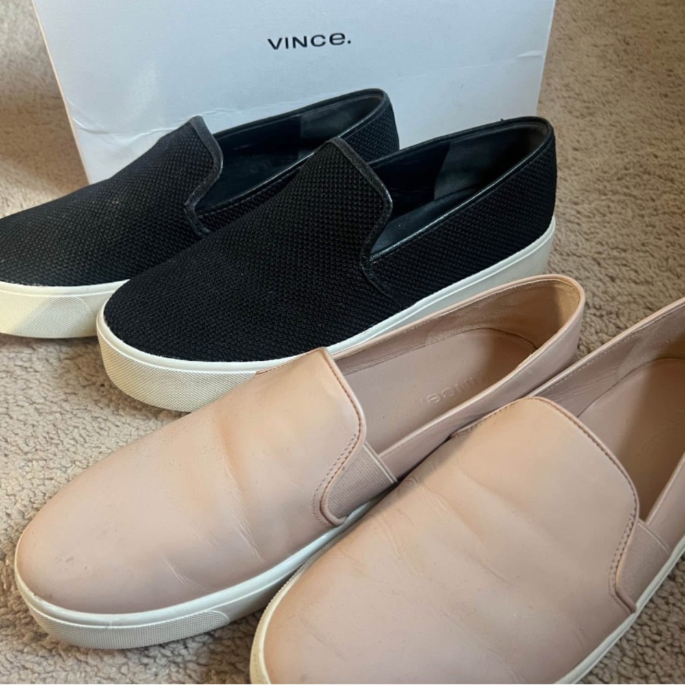 Vince Men's Black and Cream Slip-On Loafers